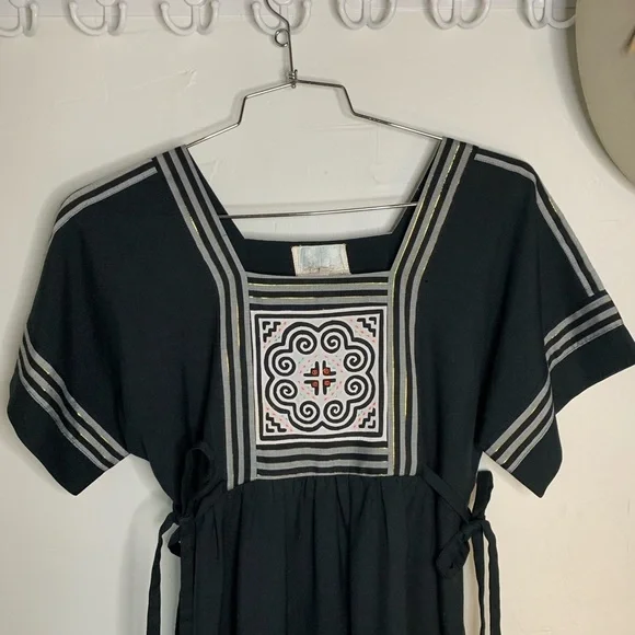 Vintage Square Neck Tie Side Boho Dress - Picture 7 of 15